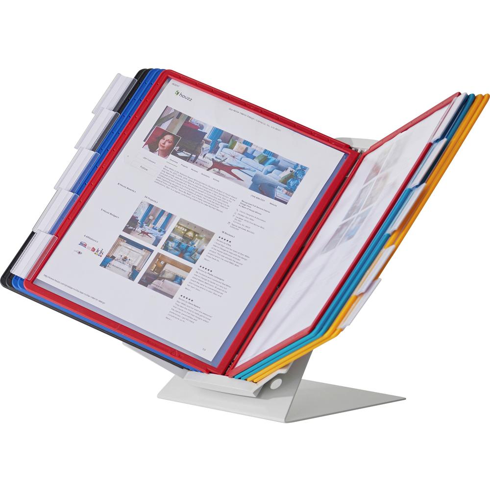 DURABLE&reg; VARIO&reg; Rotatable Desktop/Wall Mount Pro Reference Display System - Desktop or Wall Mountable - Rotating Landscape or Protrait - 10 Double Sided Panels - Assorted Colors. Picture 7