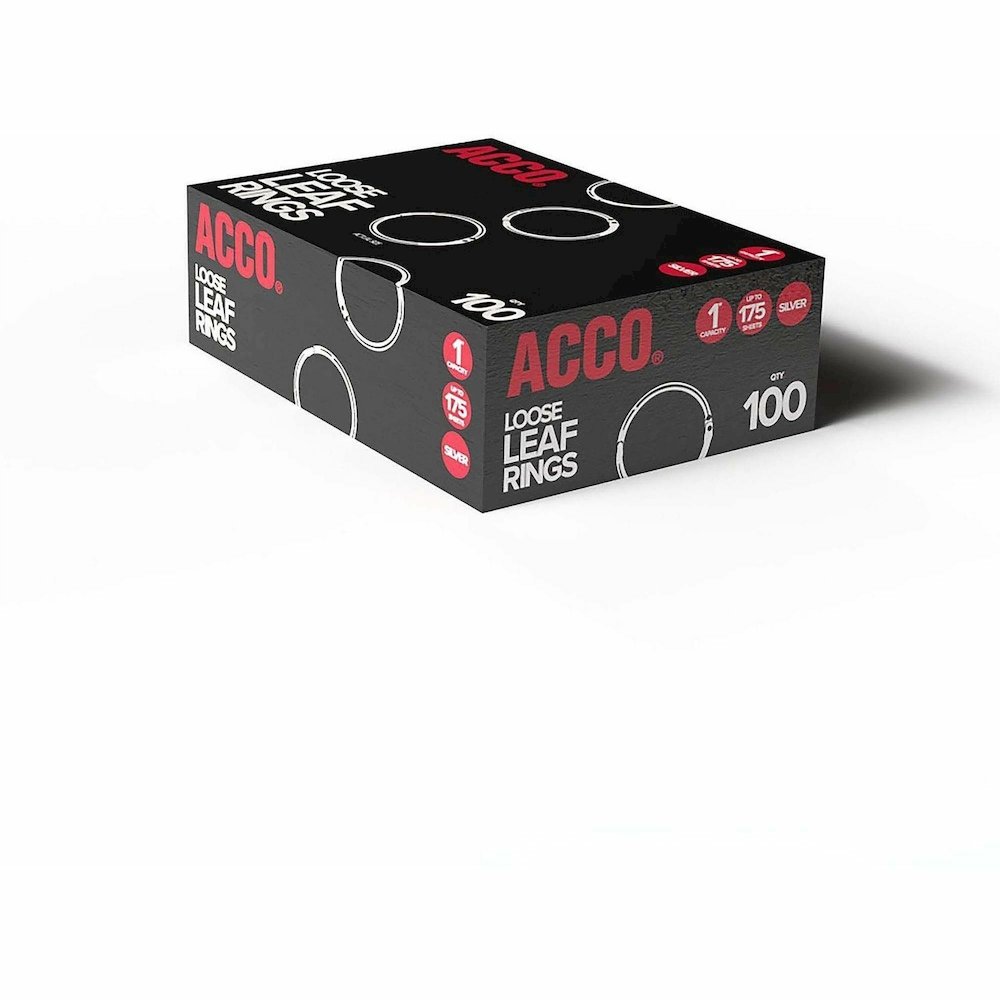 ACCO Loose-Leaf Rings - 1" Maximum Capacity - 175 x Sheet Capacity - Silver - Nickel - 100 / Box. Picture 6