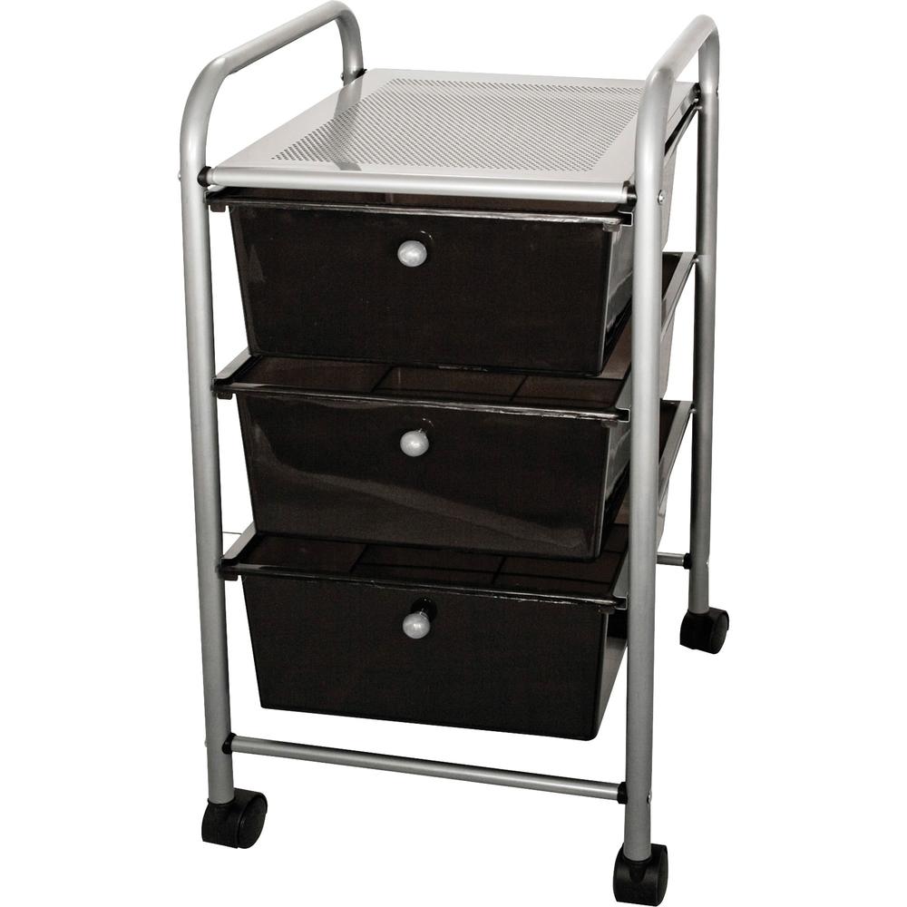 Advantus 3-Drawer Organizer - 3 Drawer - 4 Casters - Metal - x 15.5" Width x 13" Depth x 27" Height - Smoke - 1 Each. Picture 5