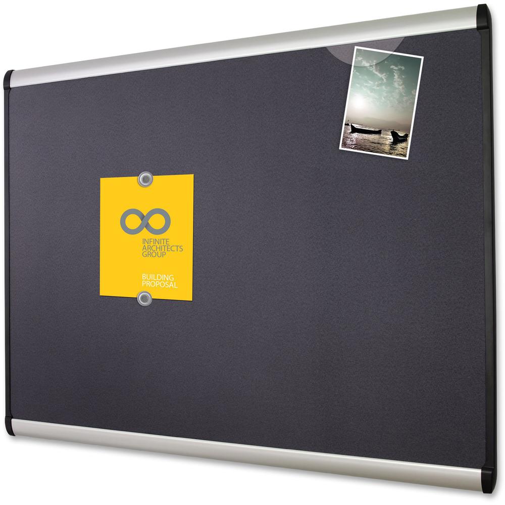 Quartet Prestige Plus Magnetic Bulletin Board - 24" Height x 36" Width - Gray Fabric Surface - Magnetic, Self-healing, Durable - Silver Aluminum Frame - 1 Each. Picture 5