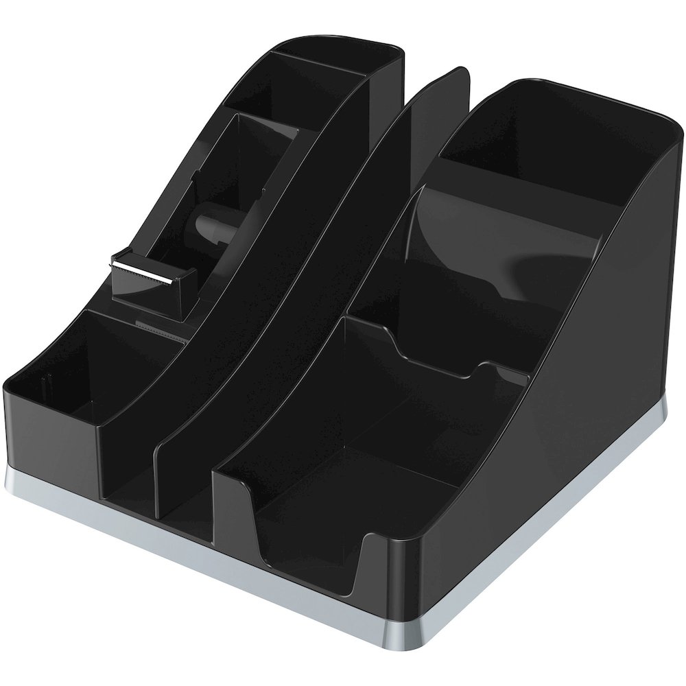 Deflecto Silouettes All-in-One Caddy - 6 Compartment(s) - 5.19" Height x 8.13" Width x 9.13" Depth - Desktop - Cable Management, Removable Divider - Silver - 1 Each. Picture 6