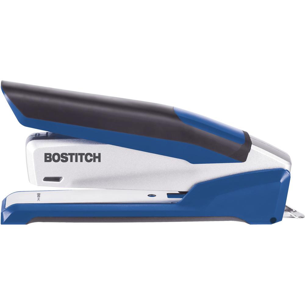 Bostitch InPower Spring-Powered Antimicrobial Desktop Stapler - 28 Sheets Capacity - 210 Staple Capacity - Full Strip - 1/4" Staple Size - 1 Each - Blue, Silver. Picture 3