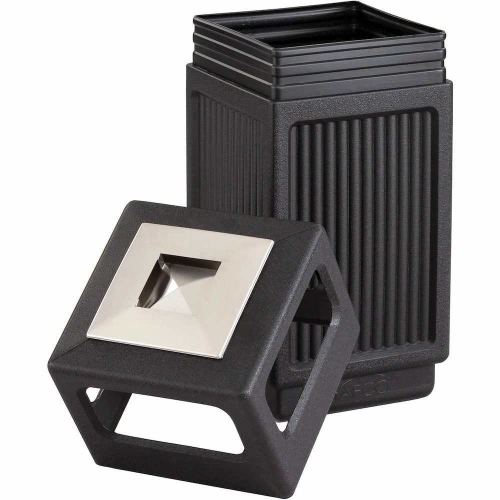Safco Recessed Panels Waste Receptacle - 15 gal Capacity - 32.8" Height x 13.8" Width x 13.8" Depth - Polyethylene - Black - 1 Each. Picture 9