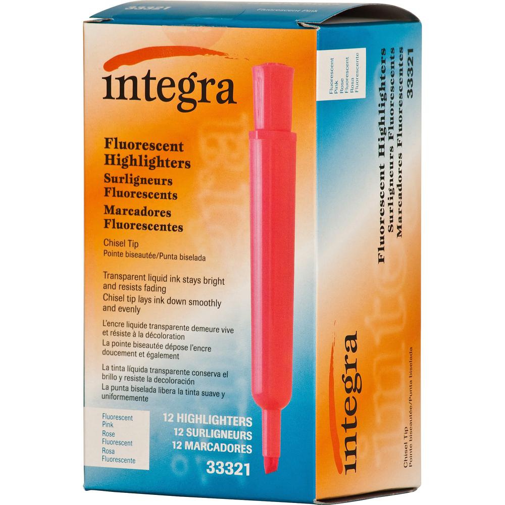 Integra Chisel Desk Liquid Highlighters - Fluorescent Pink Ink - 1 Dozen. Picture 2