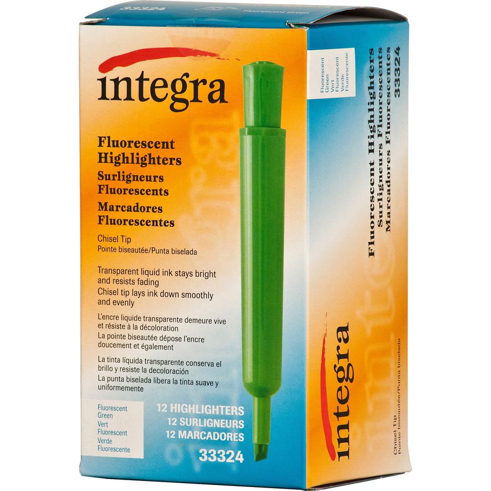 Integra Chisel Desk Liquid Highlighters - Green Ink - 1 Dozen. Picture 7