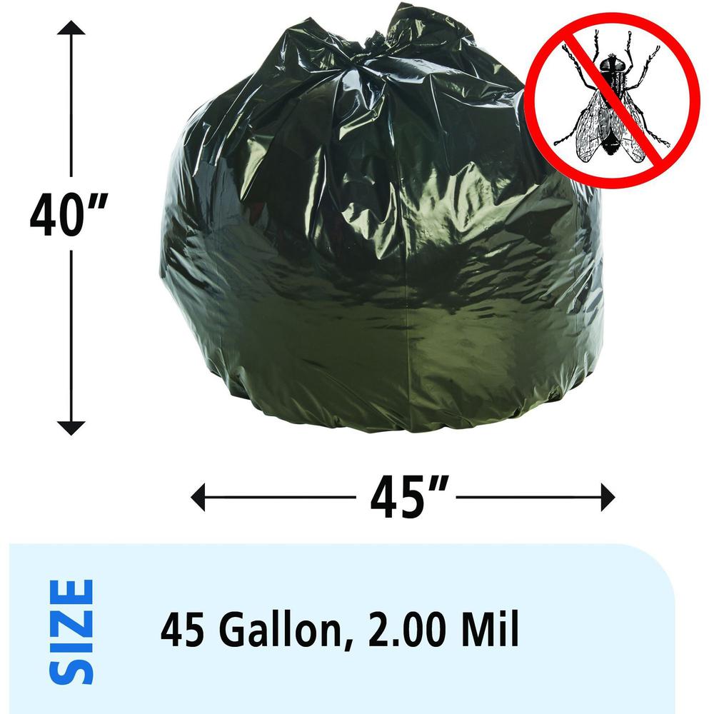 Stout Insect Repellent Trash Bags - 45 gal Capacity - 33" Width x 45" Length - 2 mil (51 Micron) Thickness - Black - Polyethylene - 65/Carton - Recycled. Picture 7
