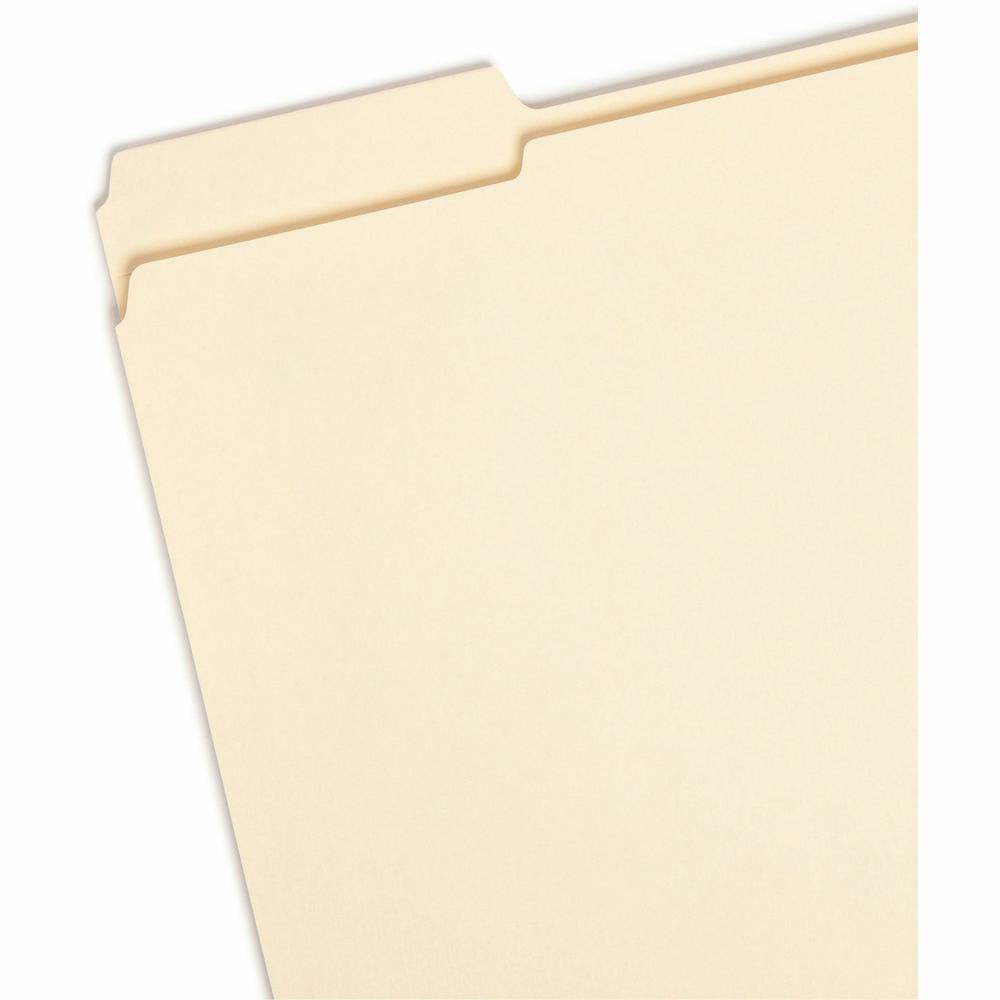 Smead 1/3 Tab Cut Letter Recycled Top Tab File Folder - 8 1/2" x 11" - Top Tab Location - Assorted Position Tab Position - Manila - Manila - 100% Recycled - 100 / Box. Picture 5