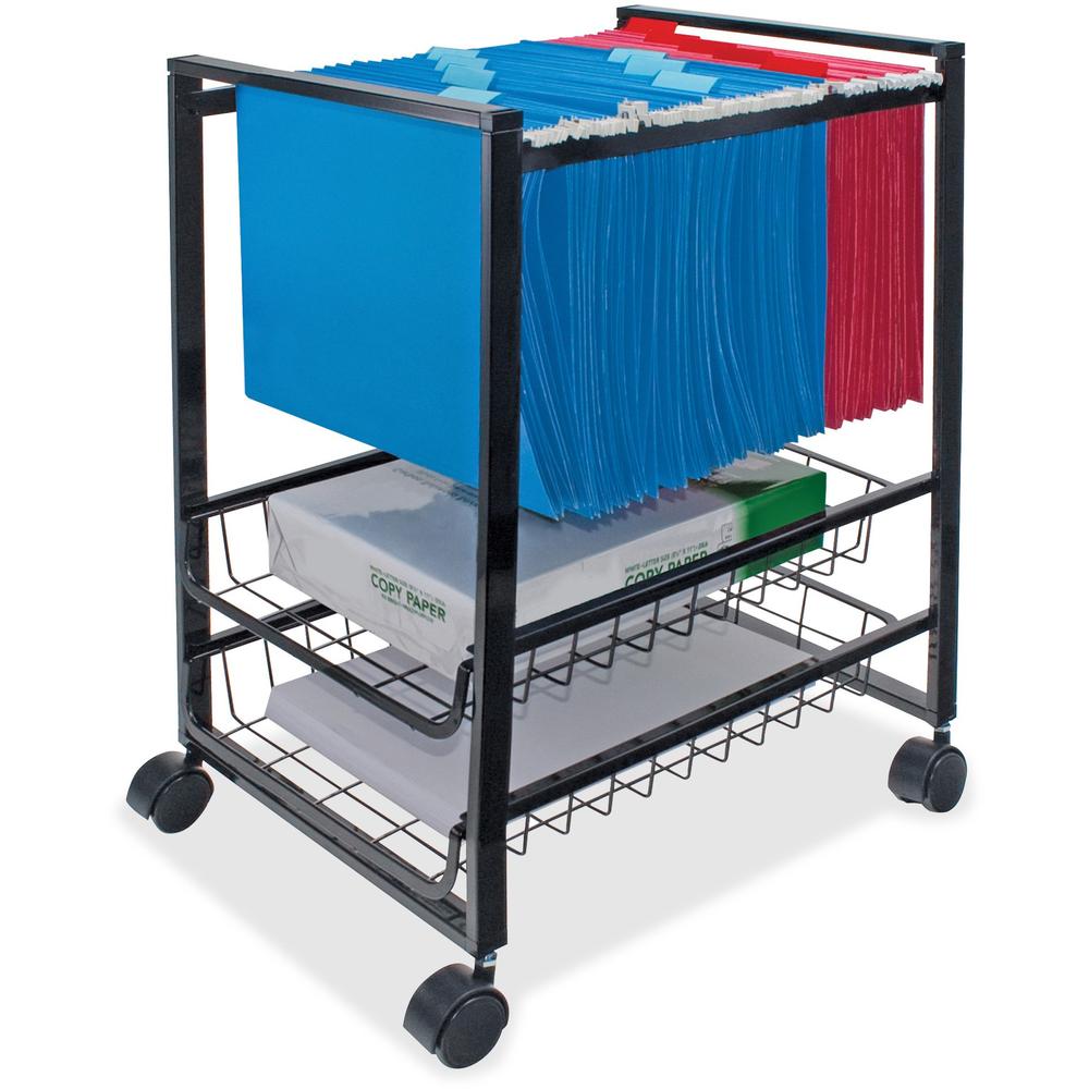 Advantus Mobile File Cart - 4 Casters - Steel - x 16" Width x 13" Depth x 19.5" Height - Black Steel Frame - Black - 1 Each. Picture 6