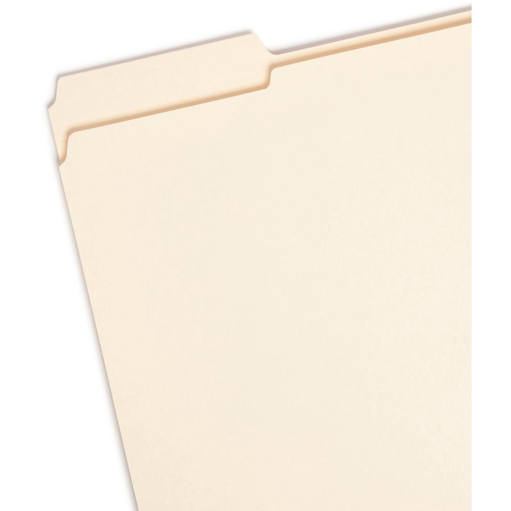 Smead 1/3 Tab Cut Letter Recycled Top Tab File Folder - 8 1/2" x 11" - Top Tab Location - Assorted Position Tab Position - Manila - Manila - 10% Recycled - 100 / Box. Picture 5