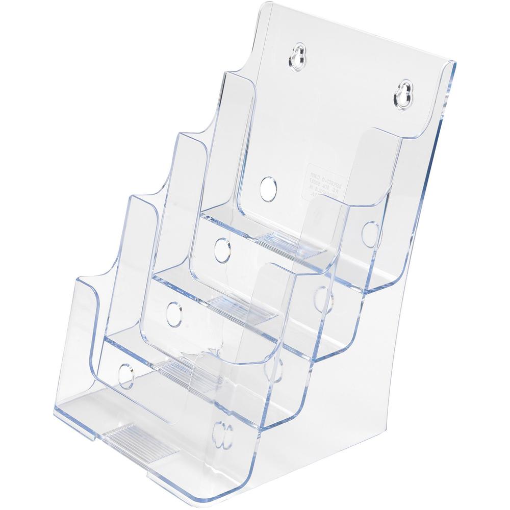 Deflecto Booklet Holder - 4 Compartment(s) - 4 Tier(s) - 10" Height x 4.9" Width x 6.1" DepthDesktop - Compact, Booklet Size - Clear - Plastic - 1 Each. Picture 4
