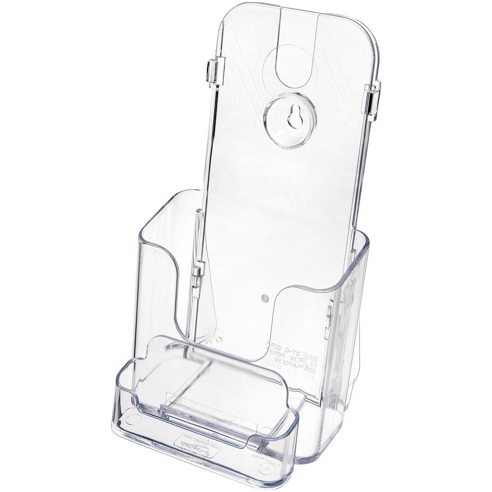 Deflecto Countertop Leaflet Holder With Business Card Holder - 2 Compartment(s) - 7.8" Height x 4.4" Width x 4.1" DepthDesktop - Leaflet Size - Clear - Plastic - 1 Each. Picture 6