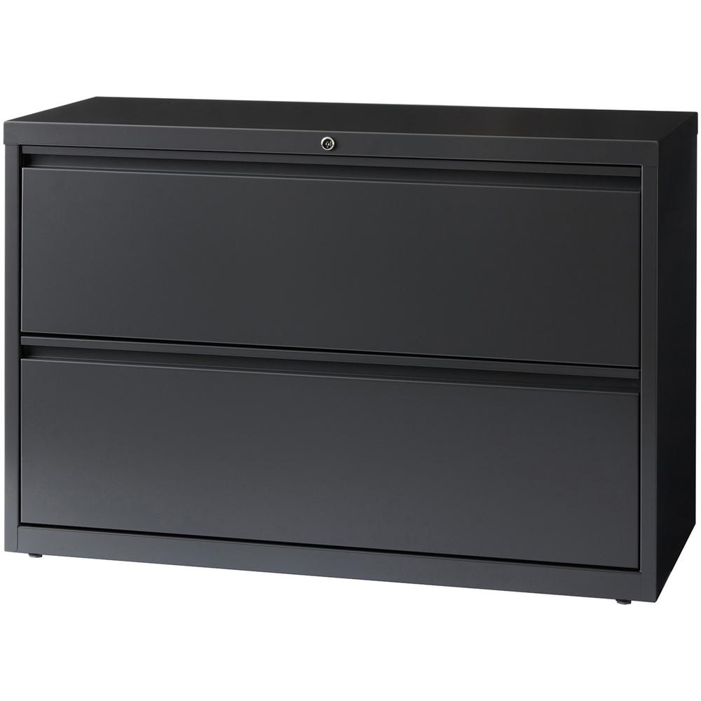 Lorell Fortress Series Lateral File - 42" Width x 18.6" Depth x 28.1" Height - 2 x Drawer(s) - Legal, Letter, A4 - Lateral - Rust Proof, Leveling Glide, Interlocking, Ball-bearing Suspension - Charcoa. Picture 2