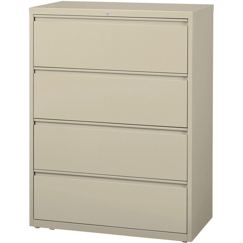 Lorell Fortress Series Lateral File - 42" Width x 18.6" Depth x 52.5" Height - 4 x Drawer(s) for File - Legal, Letter, A4 - Lateral - Rust Proof, Leveling Glide, Interlocking, Ball-bearing Suspension,. Picture 2