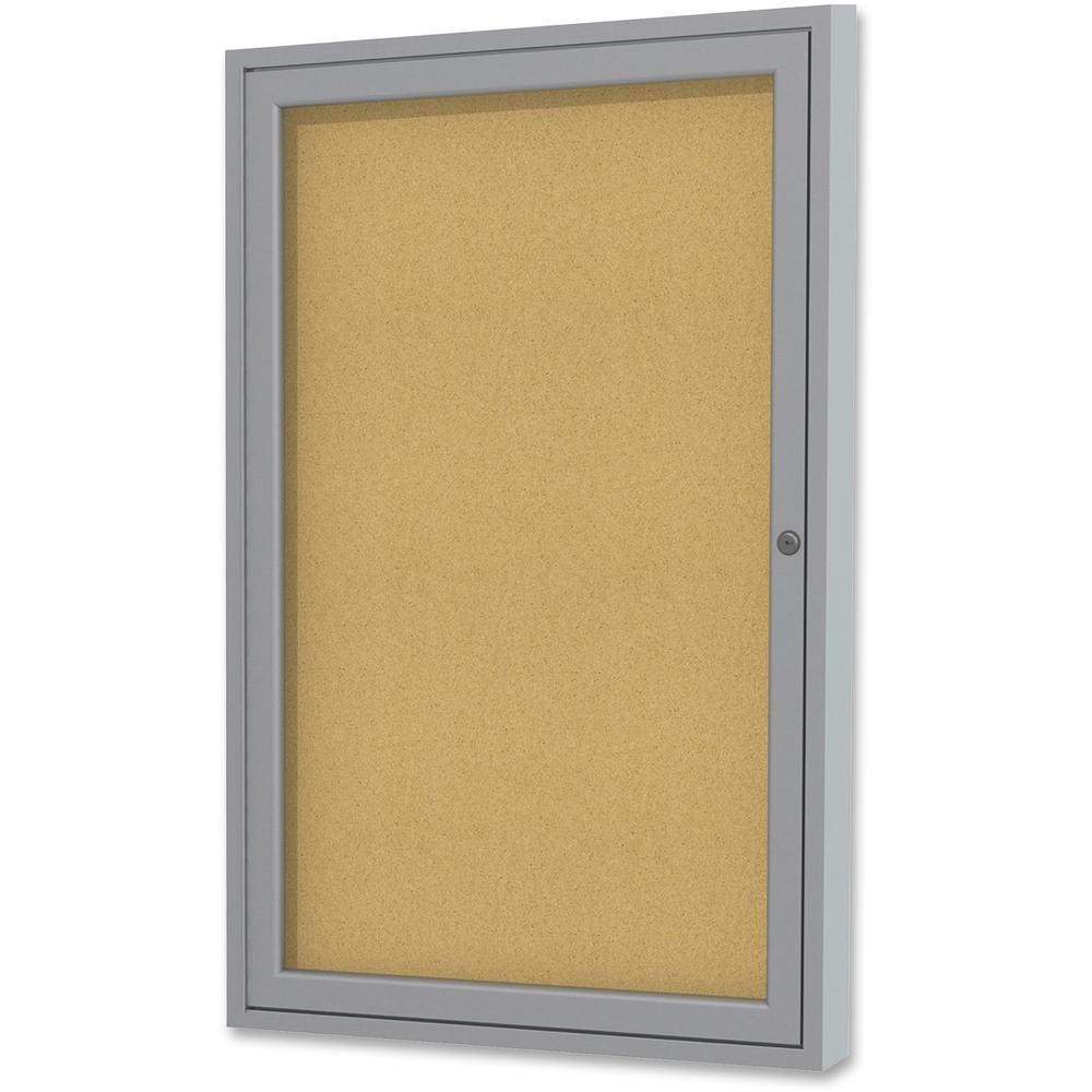 Ghent 1-door Enclosed Indoor Bulletin Board - 36" Board Height x 24" Board Width - Cork Surface - Shatter Resistant - 1 Each. Picture 2
