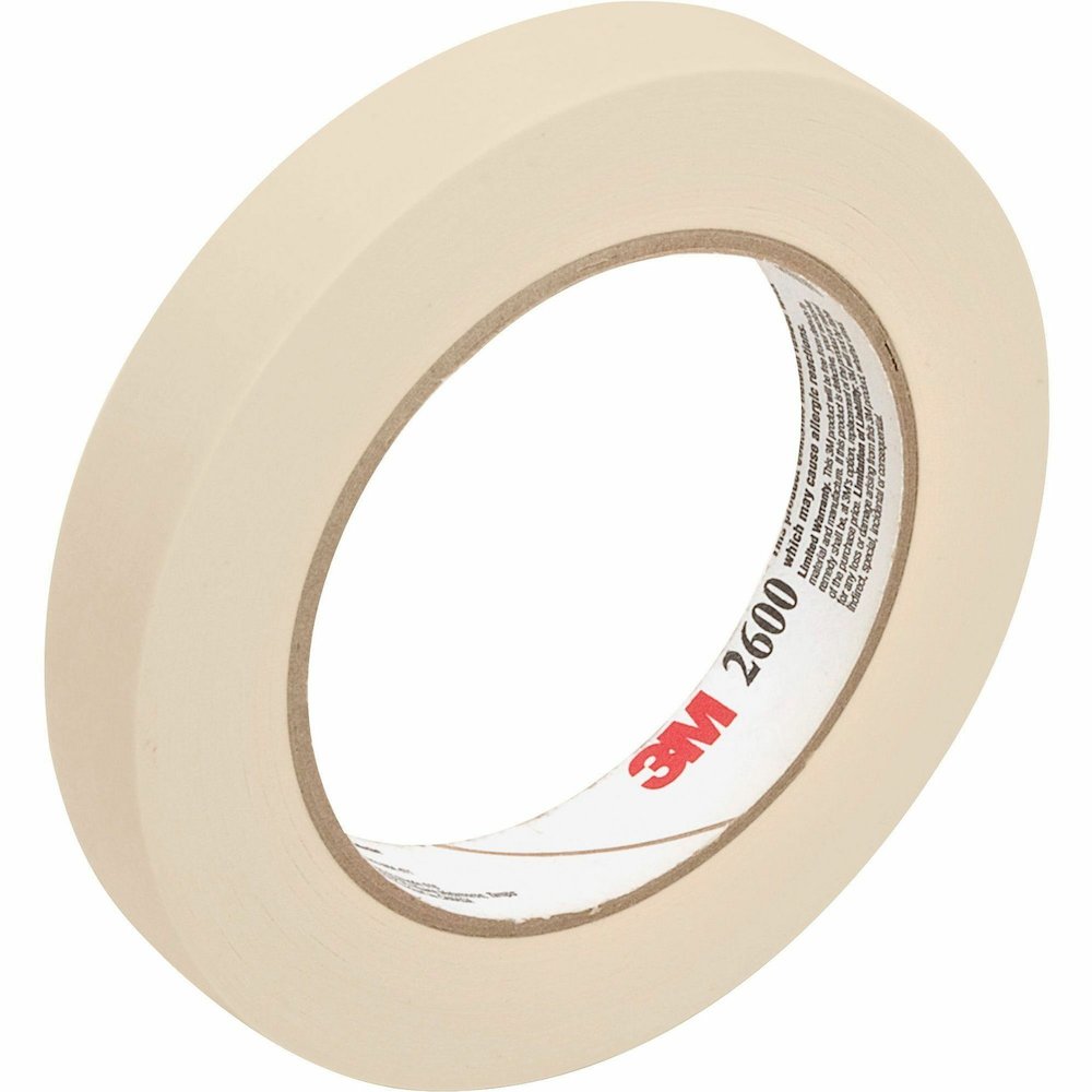 Highland Economy Masking Tape - 60 yd Length x 0.71" Width x 4.4 mil Thickness - 3" Core - Tan - Rubber Backing - For Labeling, Bundling, Wrapping, Mounting, Holding - 12 / Pack. Picture 4