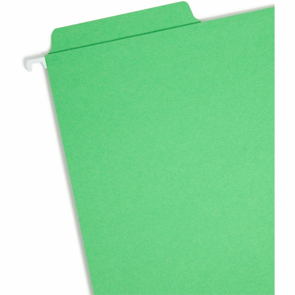 Smead FasTab 1/3 Tab Cut Letter Recycled Hanging Folder - 8 1/2" x 11" - Top Tab Location - Assorted Position Tab Position - Green - 10% Recycled - 20 / Box. Picture 5