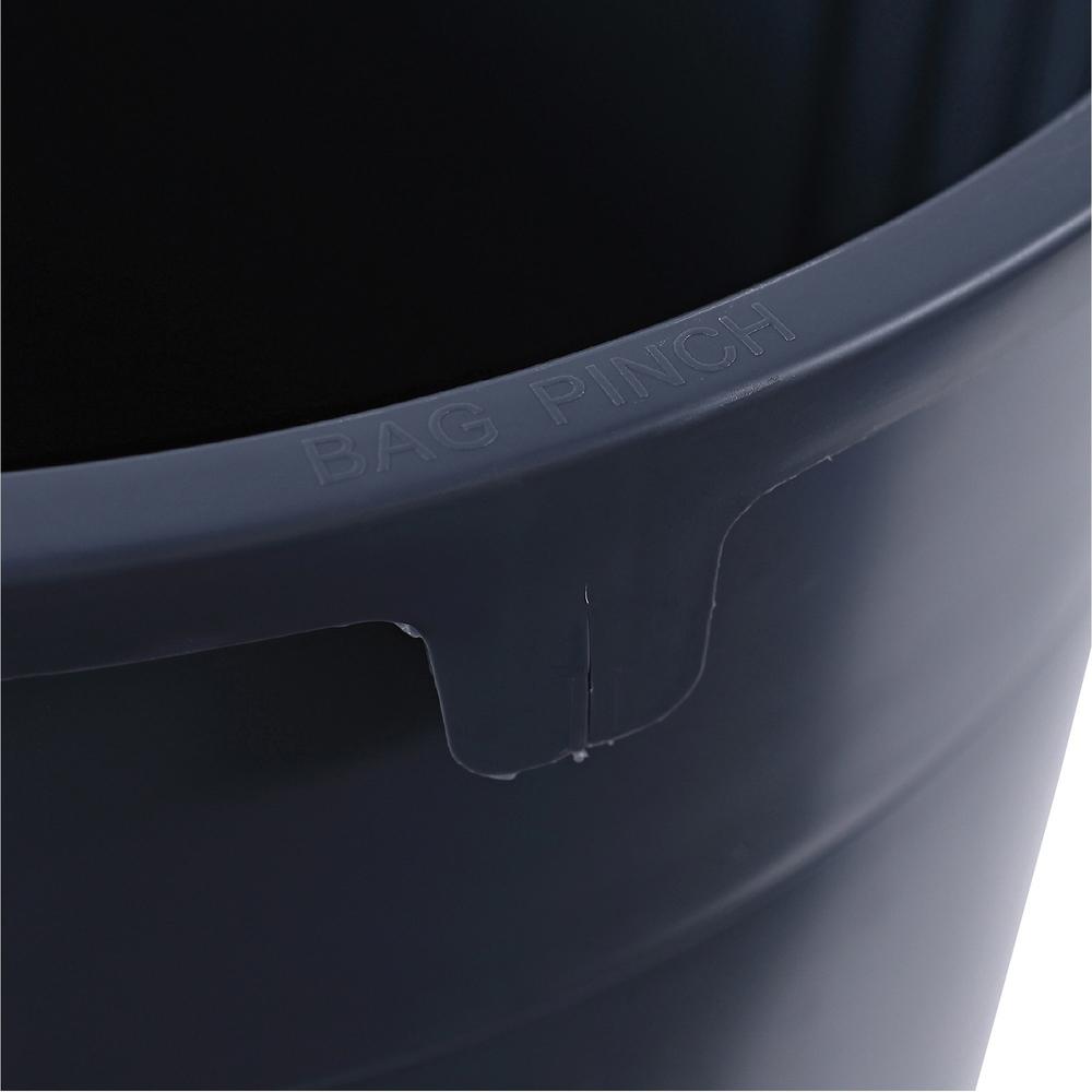 Genuine Joe Heavy-Duty Trash Container - 32 gal Capacity - Side Handle, Venting Channel - Plastic - Gray - 1 Each. Picture 5