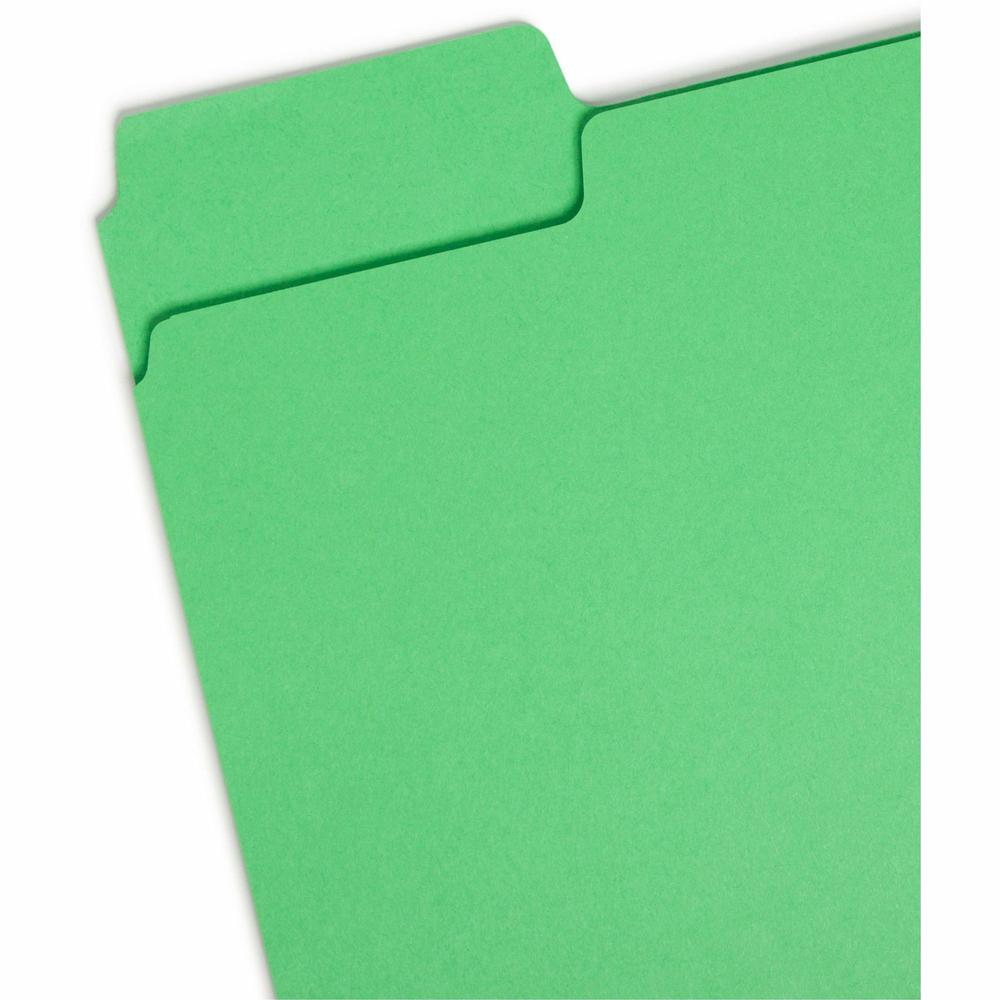 Smead SuperTab 1/3 Tab Cut Letter Recycled Top Tab File Folder - 8 1/2" x 11" - 3/4" Expansion - Top Tab Location - Assorted Position Tab Position - Blue, Green, Yellow, Red - 10% Recycled - 100 / Box. Picture 5