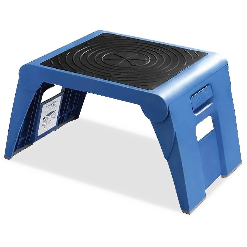 Cramer 1-Up™ Nonslip Folding Step Stool - 1 Step - 9.5" Length x 14.5" Width x 11.3" Depth - Blue. Picture 4