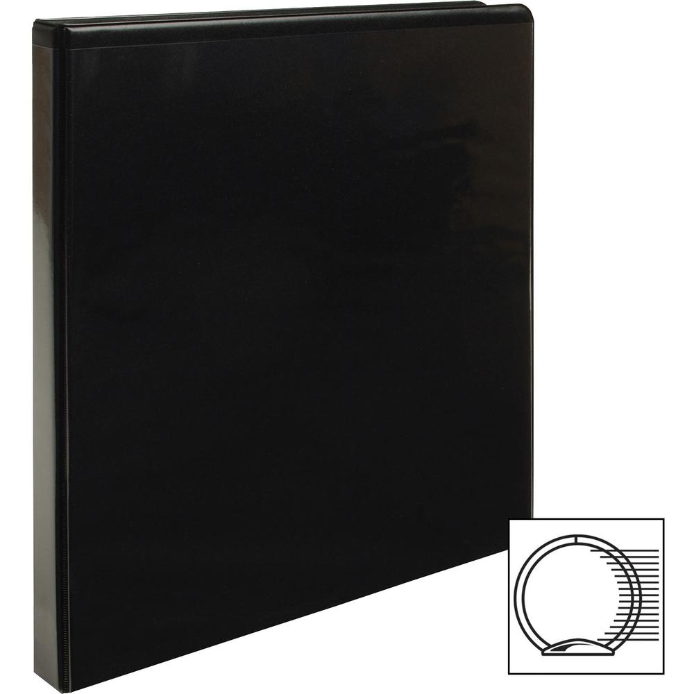 Business Source Round-ring View Binder - 1/2" Binder Capacity - Letter - 8 1/2" x 11" Sheet Size - 125 Sheet Capacity - Fastener: Round Ring - Pocket: 2, Internal - Polypropylene - Black - Wrinkle-fre. Picture 3