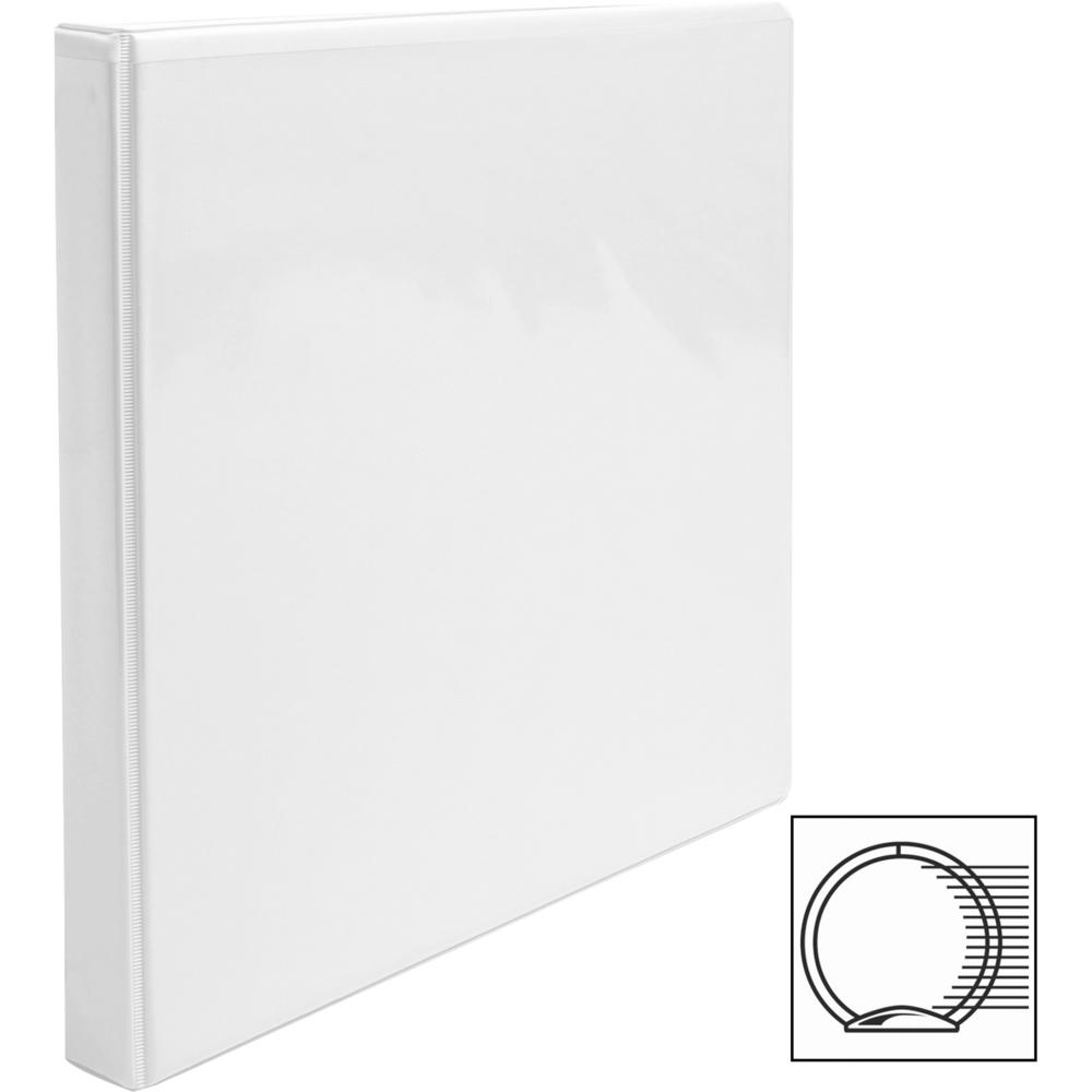 Business Source Round-ring View Binder - 1/2" Binder Capacity - Letter - 8 1/2" x 11" Sheet Size - 125 Sheet Capacity - Fastener: Round Ring - Pocket: 2, Internal - Polypropylene - White - Wrinkle-fre. Picture 4