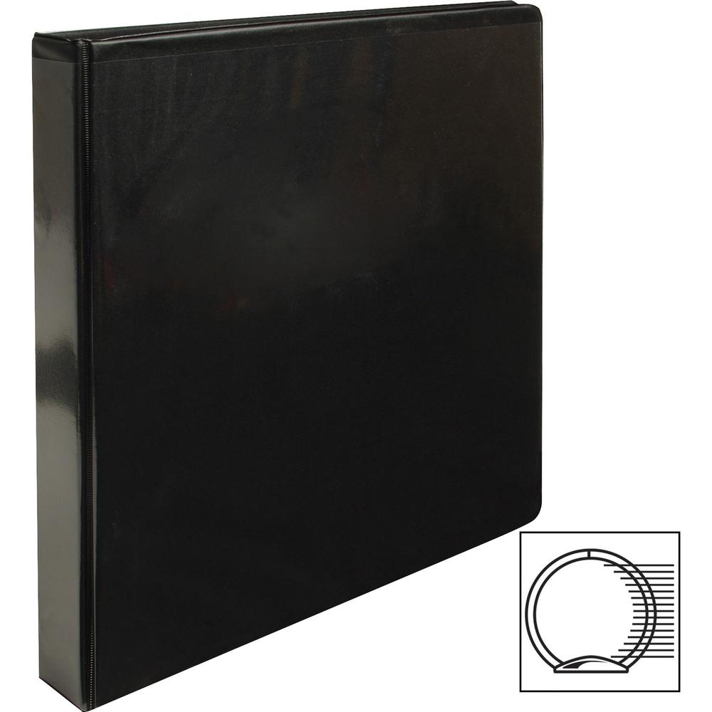 Business Source Round-ring View Binder - 1" Binder Capacity - Letter - 8 1/2" x 11" Sheet Size - 225 Sheet Capacity - Fastener: Round Ring - Pocket: 2, Internal - Polypropylene, Chipboard - Black - Wr. Picture 9