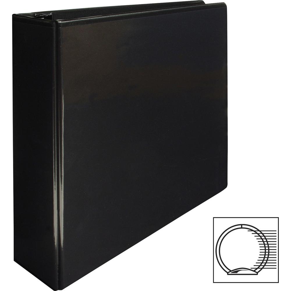 Business Source Round-ring View Binder - 3" Binder Capacity - Letter - 8 1/2" x 11" Sheet Size - 625 Sheet Capacity - Fastener: Round Ring - Pocket: 2, Internal - Polypropylene - Black - Wrinkle-free,. Picture 4