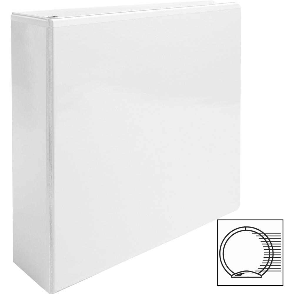 Business Source Round-ring View Binder - 3" Binder Capacity - Letter - 8 1/2" x 11" Sheet Size - 625 Sheet Capacity - Fastener: Round Ring - Pocket: 2, Internal - Polypropylene - White - Wrinkle-free,. Picture 2