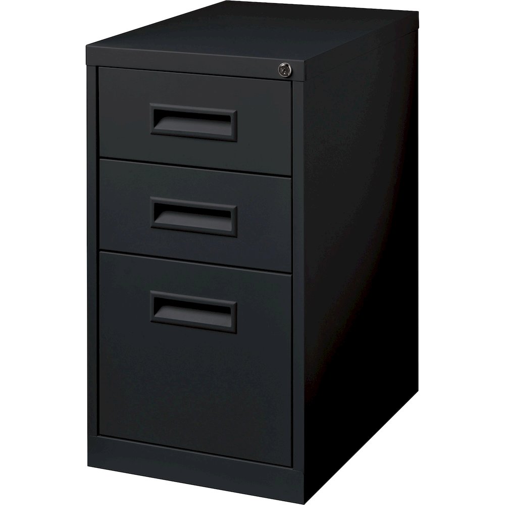 Lorell 22" Box/Box/File Mobile File Cabinet with Recessed Pull - 15" Width x 22" Depth x 27.7" Height - 3 x Drawer(s) for Box, File - Letter - Security Lock, Ball-bearing Suspension - Black - Powder C. Picture 5
