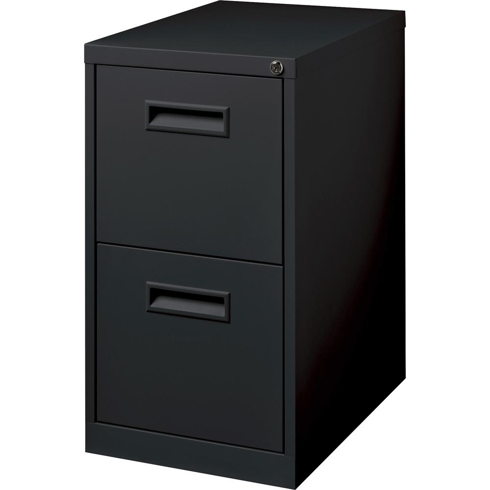 Lorell 19" File/File Mobile File Cabinet with Recessed Pull - 15" Width x 19" Depth x 28" Height - 2 x Drawer(s) for File - Letter - Locking Casters, Security Lock, Ball-bearing Suspension - Black - P. Picture 5