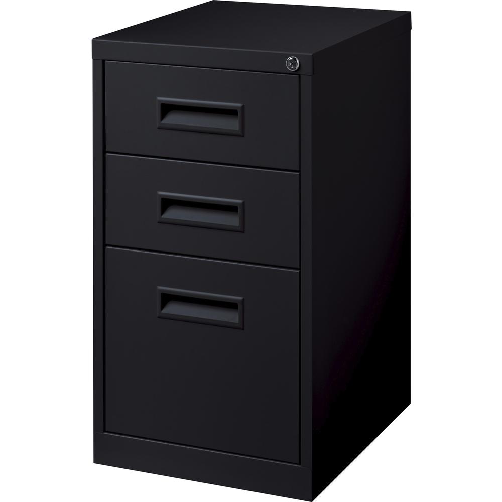 Lorell 19" Box/Box/File Mobile File Cabinet with Recessed Pull - 15" Width x 19" Depth x 28" Height - 3 x Drawer(s) for Box, File - Letter - Ball-bearing Suspension - Black - Steel - Recycled. Picture 5