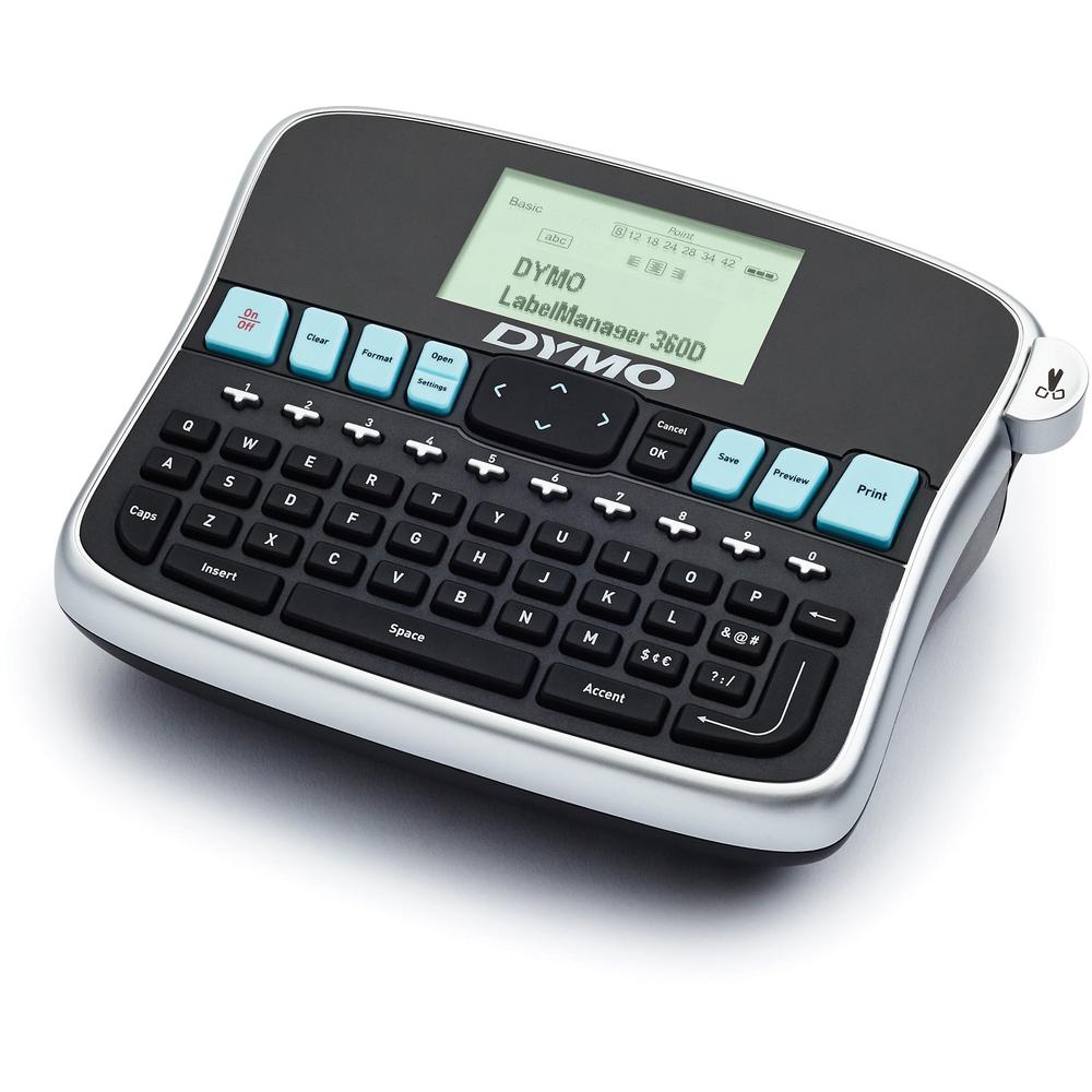 Dymo 360D LabelManager LabelMaker - Label - 0.24" , 0.35" , 0.47" , 0.75" - LCD Screen - Battery - 1 Batteries Supported - Lithium Ion (Li-Ion) - Battery Included - Silver - Auto Power Off, QWERTY, Un. Picture 5