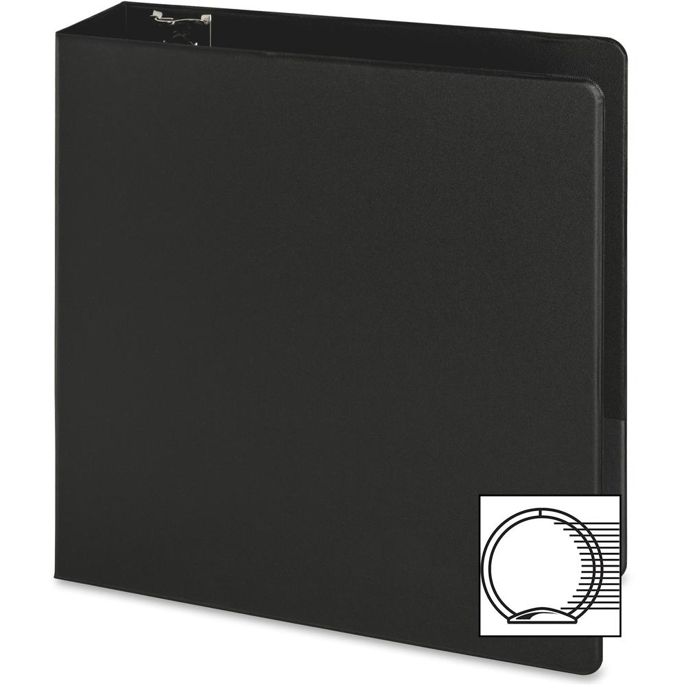 Business Source Basic Round-ring Binder - 3" Binder Capacity - Letter - 8 1/2" x 11" Sheet Size - 3 Ring - Fastener: Round Ring - Pocket: Inside Front & Back - Vinyl - Black - 1.20 lb - No - Exposed R. Picture 2