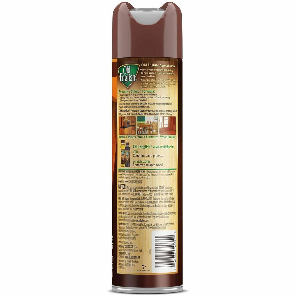 Old English Furniture Polish - For Wood - 12.50 oz (0.78 lb) - Lemon Scent - 12 / Carton - Dry Resistant, Crack Resistant, Wear Resistant, Tear Resistant, CFC-free - Brown. Picture 4