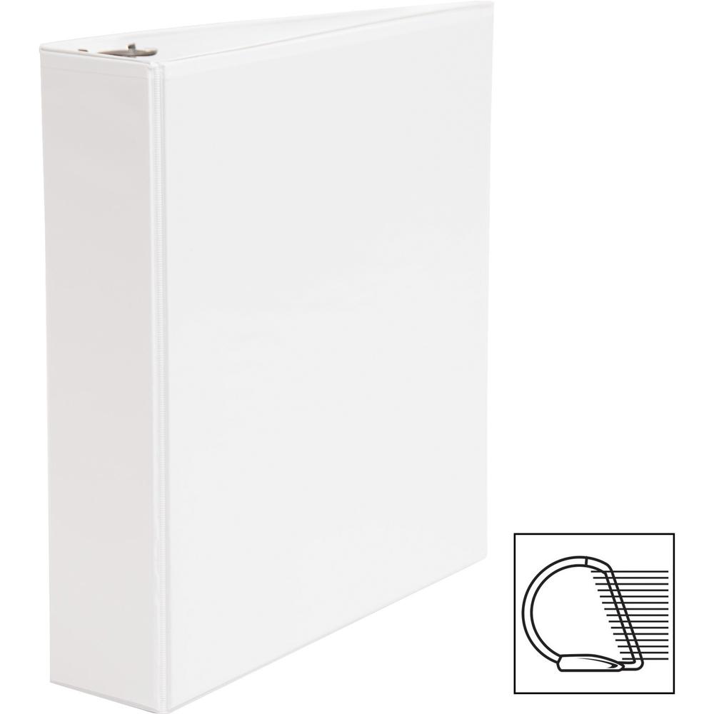 Business Source Basic D-Ring White View Binders - 2" Binder Capacity - Letter - 8 1/2" x 11" Sheet Size - Fastener: D-Ring - Polypropylene - White - 1.50 lb - No - Clear Overlay - 1 Each. Picture 9