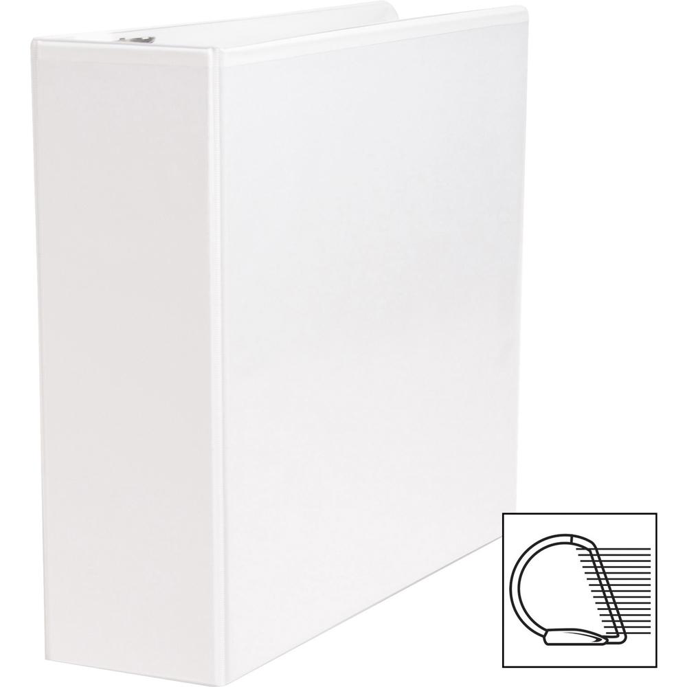 Business Source Basic D-Ring White View Binders - 3" Binder Capacity - Letter - 8 1/2" x 11" Sheet Size - Fastener: D-Ring - Polypropylene - White - 1.70 lb - No - Clear Overlay - 1 Each. Picture 9