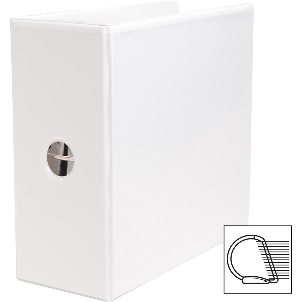Business Source Basic D-Ring White View Binders - 5" Binder Capacity - Letter - 8 1/2" x 11" Sheet Size - Fastener: D-Ring - Polypropylene - White - 2.10 lb - No - Clear Overlay - 1 Each. Picture 7