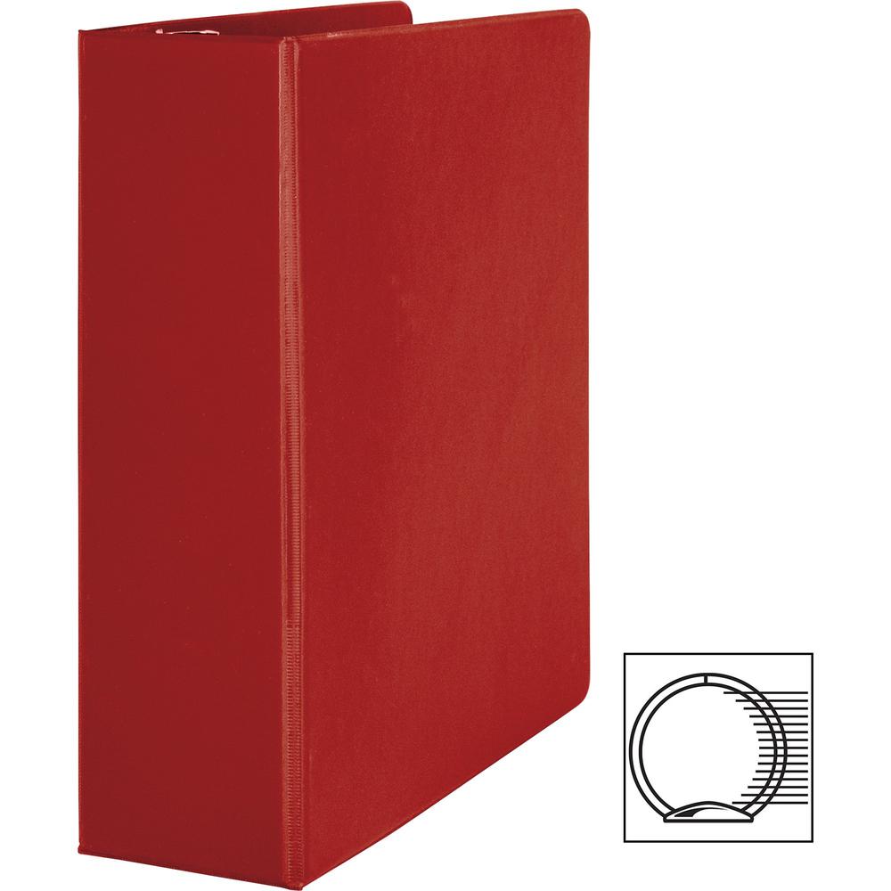 Business Source Basic Round Ring Binders - 3" Binder Capacity - Letter - 8 1/2" x 11" Sheet Size - Fastener: Round Ring - Vinyl - Red - 1.68 lb - No - 1 Each. Picture 5