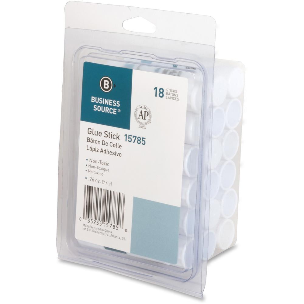 Business Source Value Pack Glue Sticks - 0.26 oz - White - 18 / Pack. Picture 8
