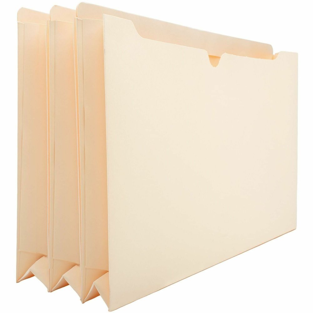Business Source Straight Tab Cut Legal Recycled File Pocket - 8 1/2" x 14" - 2" Expansion - 11 pt. - Manila - Slip Resistant, Reinforced Tab, Heavyweight Cover - 10% Recycled - 50 / Box. Picture 6