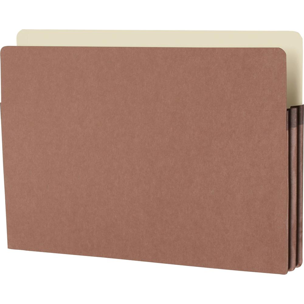 Business Source Straight Tab Cut Legal Recycled File Pocket - 8 1/2" x 14" - 1 3/4" Expansion - Redrope - Redrope - Tear Proof, Tyvek Gusset, Reinforced Gusset - 30% Recycled - 25 / Box. Picture 2