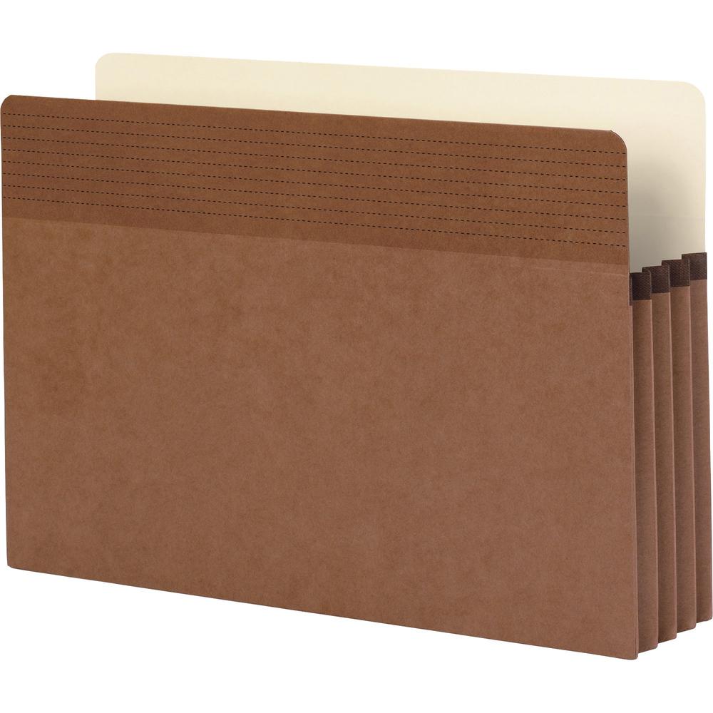 Business Source Straight Tab Cut Legal Recycled File Pocket - 8 1/2" x 14" - 3 1/2" Expansion - Redrope - Redrope - Tear Proof, Tyvek Gusset, Reinforced Gusset - 30% Recycled - 25 / Box. Picture 2