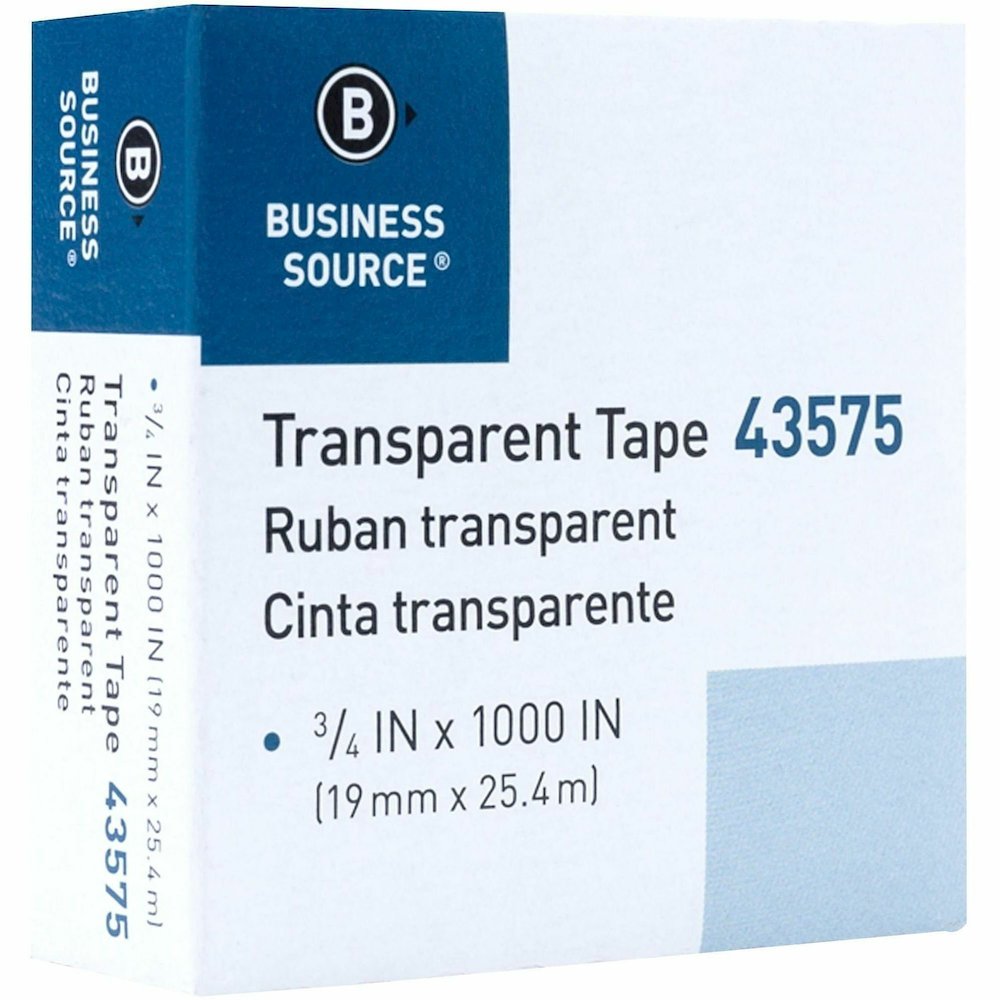 Business Source All-purpose Transparent Glossy Tape - 27.78 yd Length x 0.75" Width - 1" Core - Clear - For Sealing, Mending, Protecting - 12 / Pack. Picture 6