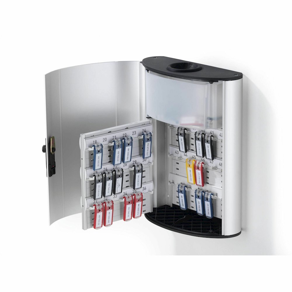 DURABLE Key Cabinet - 11.8" Width x 4.6" Depth x 15.5" Height - Lockable - Silver - Aluminum. Picture 3