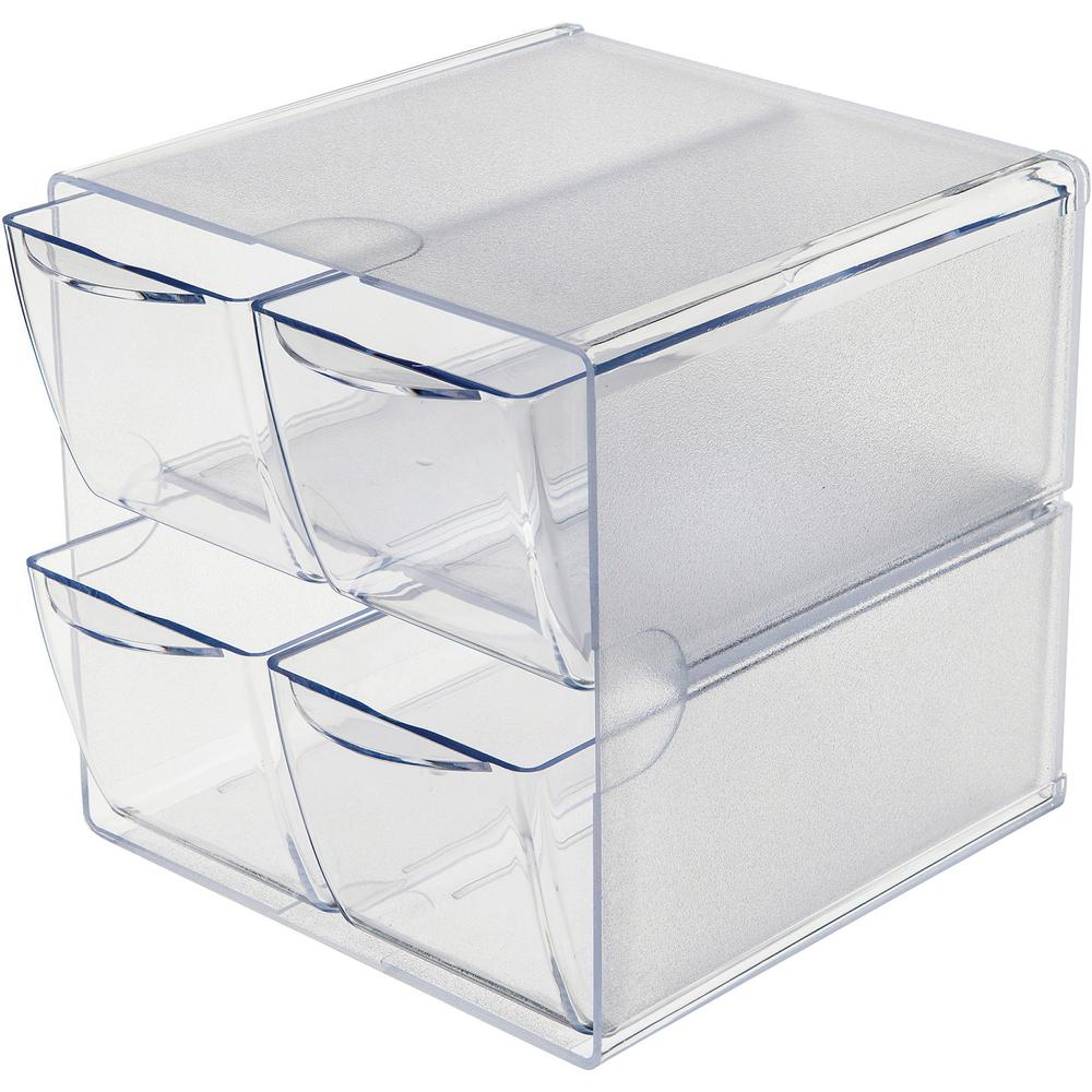 Deflecto Stackable Cube Organizer - 4 Drawer(s) - 6" Height x 6" Width x 7.25" Depth - Desktop - Stackable - Clear - Plastic - 1 Each. Picture 11