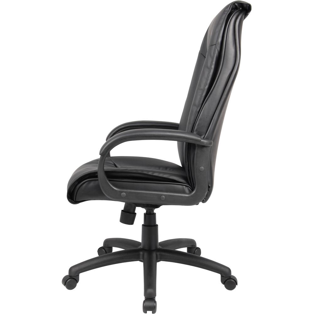 Boss B7601 High Back Executive Chair - Black Leather Seat - Black Frame - 5-star Base - 1 Each. Picture 4