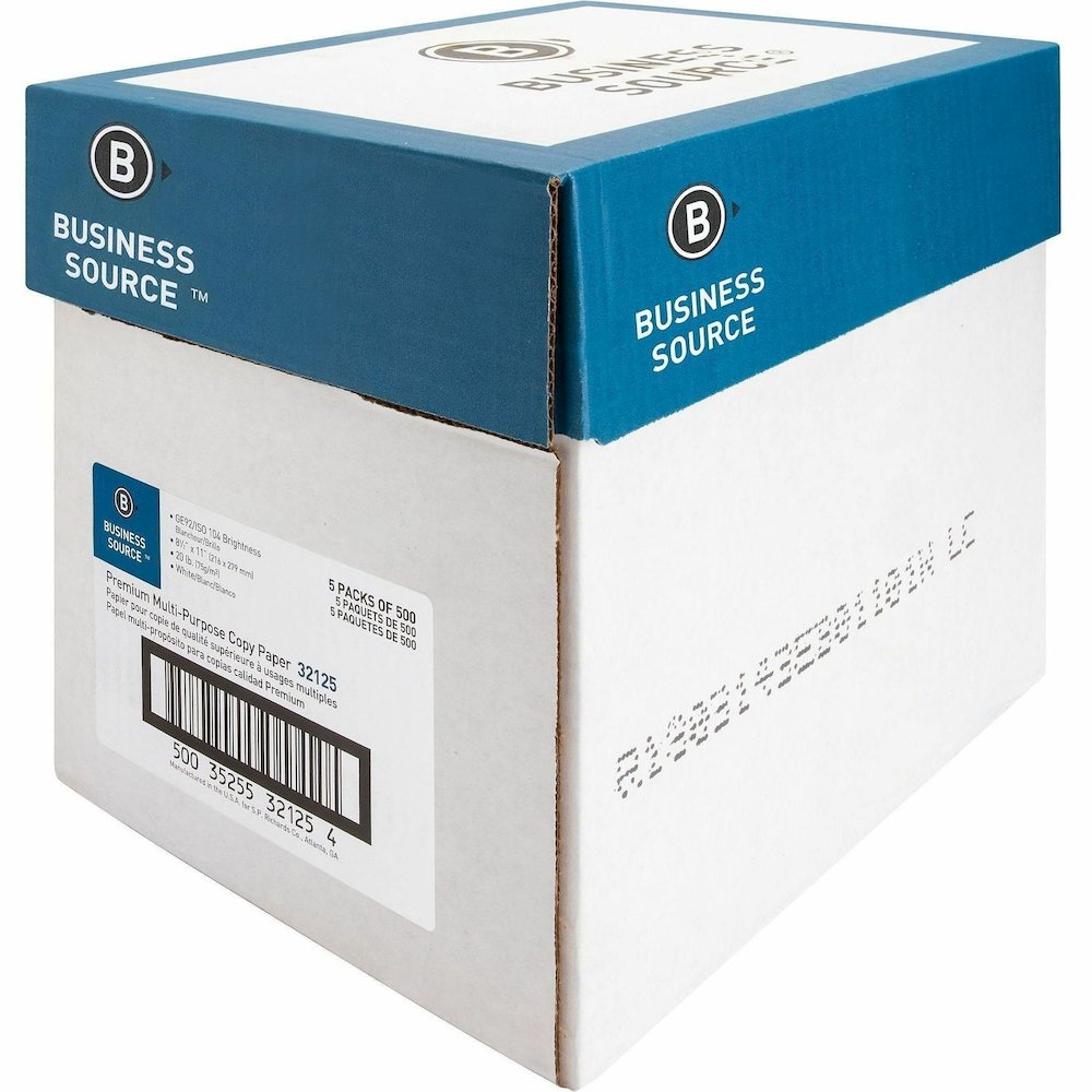 Business Source Premium Multipurpose Copy Paper - White - 92 Brightness - Letter - 8 1/2" x 11" - 20 lb Basis Weight - Acid-free - White - 2500 Sheets - 500 Sheets per Ream - 5 / Carton. Picture 6