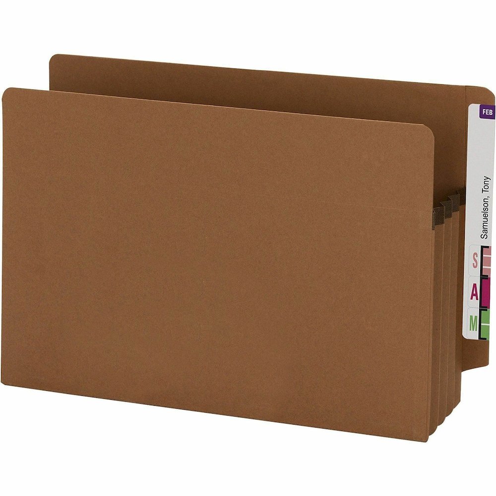 Smead Straight Tab Cut Legal Yes File Pocket - 8 1/2" x 14" - 3 1/2" Expansion - 2 Plys - Redrope - Tear Resistant Gusset - 100% Recycled - 25 / Box. Picture 5