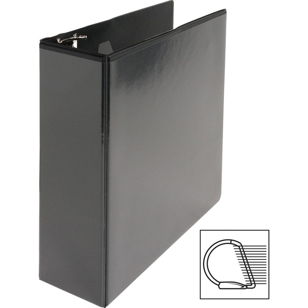 Business Source Basic D-Ring View Binders - 3" Binder Capacity - Letter - 8 1/2" Sheet Size - Fastener: D-Ring - Polypropylene - Black - No - Clear Overlay - 1 Each. Picture 9