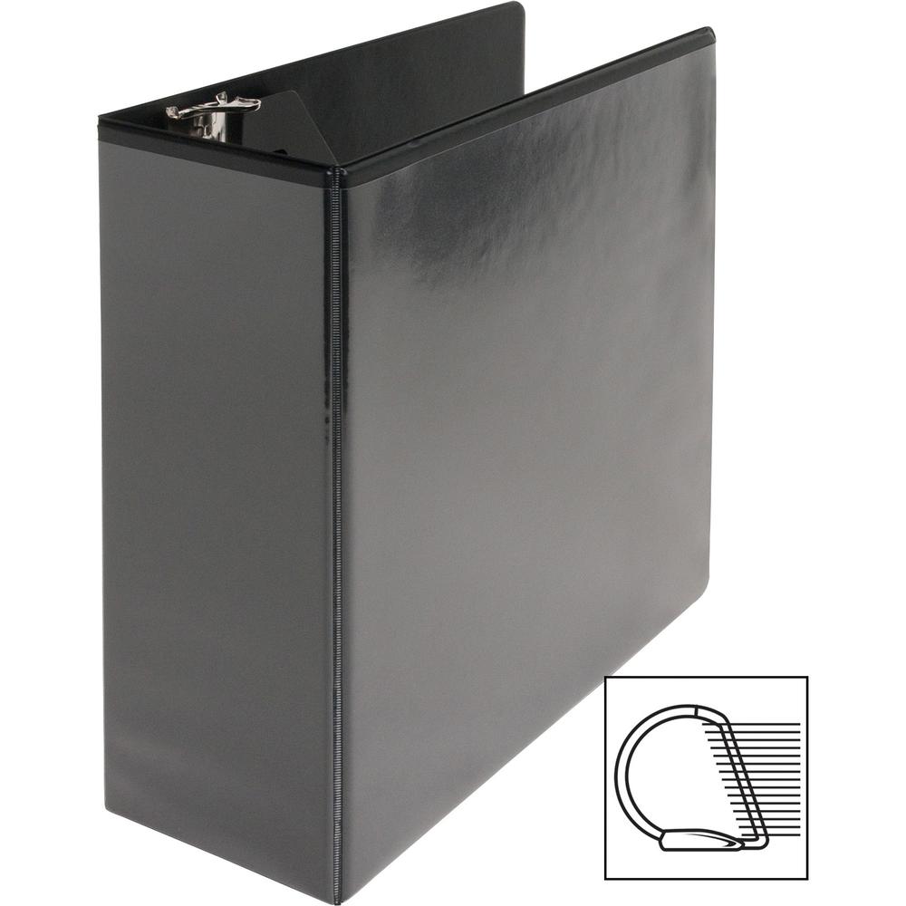 Business Source Basic D-Ring View Binders - 4" Binder Capacity - Letter - 8 1/2" x 11" Sheet Size - Fastener: D-Ring - Polypropylene - Black - No - Clear Overlay - 1 Each. Picture 7